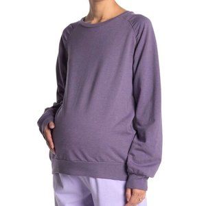 Z by Zella Purple Mulled Crew Neck Pull Over Maternity Sweater Medium NWT